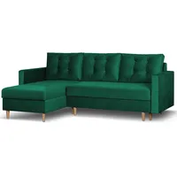Beautysofa Ecksofa mit Schlaffunktion Sigurd L, Klassisches Design, Skandinavischer Stil, mit Bettkasten grün