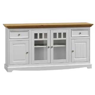 JVmoebel Anrichte Schaukasten Schrank Buffet Landhausstil Küchenregal Anrichte (1 St., Anrichte), Made in Europa weiß