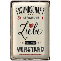 Roomando Metallschild Spruch 12x18cm Freundschaft ist sowas wie Liebe 12x18