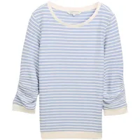 Tom Tailor DENIM Damen Sweatshirt mit Streifenmuster, blau, Gestreift,