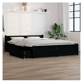 vidaXL Bett mit Schubladen Schwarz 160x200 cm