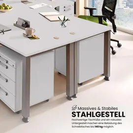 bümö Eckschreibtisch L-Form Weiß