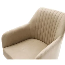 DeLife Esszimmerstuhl Greg-Flex Mikrofaser Beige Vintage Kreuzgestell kantig Edelstahl Taschenfederkern,