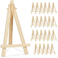Relaxdays Mini Staffelei, 24er Set, Holz, Menü-& Tischkarten, Bilder,