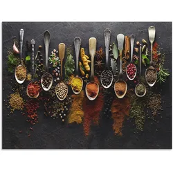 Wandbild ARTLAND "Kräuter Gewürze Schiefer", bunt (farbe bild(er): bunt), B:40cm H:30cm, Bilder, als Alubild, Outdoorbild, Leinwandbild, Poster, Wandaufkleber