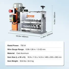 Vevor Kabelabisoliermaschine Elektrisch 1,5-40mm Kabelschälmaschine 750W Abisoliermaschine 30m pro Minute Geschwindigkeit Abisolierzange 65-Mn-Federstahl Klinge Ideal zum Abisolieren von Kupferdraht