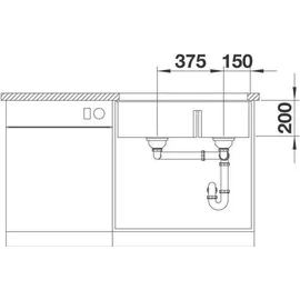 Blanco Subline 430/270-U links schwarz + Handbetätigung + InFino