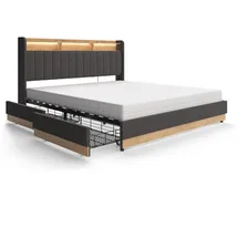 VitaliSpa Polsterbett Anthrazit, Holzwerkstoff, Rechteckig, Schlafzimmer, Betten
