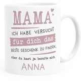 SpecialMe® Tasse personalisiertes Geschenk Spruch Papa/Mama Ich habe versucht für dich das beste Geschenk zu finden... anpassbarer Name Mama - 1 Name weiß Keramik-Tasse