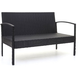 Mendler Poly-Rattan Garnitur HWC-F56, Balkon-/Garten-/Lounge-Set Sitzgruppe schwarz, Kissen creme