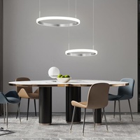 WOFI LED Hängeleuchte, Ringe, Fernbedienung, dimmbar, B 63 cm