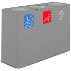 Stil Casa PURE Abfallsammelsystem, lackierter Stahl, 115x38xh. 80 cm, Abdeckung mit kippschwenkbarem Deckel, 300 Liter, grau.