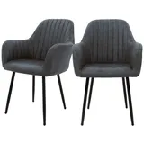 ML-Design 2x Esszimmerstühle mit Rücken- Armlehnen Anthrazit aus PU-Kunstleder