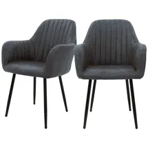 ML-Design 2x Esszimmerstühle mit Rücken- Armlehnen Anthrazit aus PU-Kunstleder