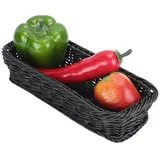 Brotkorb 24cm/28cm/30cm Mehrzweck Faux Rattan Gewobener Tabletop Aufbewahrungskörbe, Schwarz Rechteckiger Obst Gemüse Organizer für Home Restaurant Outdoor(240 x 110 x 50 mm)