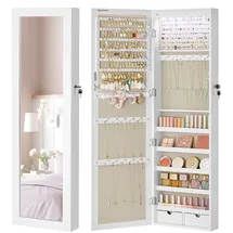 Songmics Schmuckschrank mit Spiegel Weiß