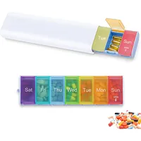 Tablettenbox 7 Tage, Medikamentenbox mit 7 Unterteilten Fächern, Medizin Vitamin Halter Container, Kompakt, für Medikamente, Fischöl, Vitamine und Nahrungsergänzungsmittel—Weiß