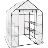 Woltu Foliengewächshaus Gewächshaus 130 g/m2, PE halbtransparent weiß 143x143x195 cm - WOLTU