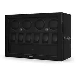 ChronoVault Uhrenbeweger   4+6 Uhren   vegan   Hochglanz   4 Modi   Mabuchi Motor   LED   Schublade Schwarz