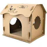 PETIQUE Kratzpad Katzenhaus - Nachhaltiges Katzenhaus aus Karton mit Kratzbrettern für Wohnungskatzen