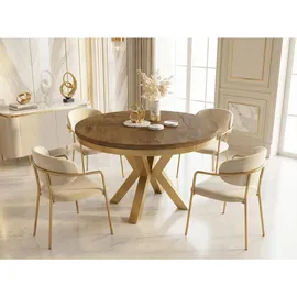 WFL GROUP Esstisch, Alteiche, Holzwerkstoff, 10-Sitzer, Rund,Rund, 120x76x120 cm, Esszimmer, Tische, Esstische