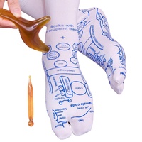 Fußreflexzonen Socken Set | Reflexzonen Baumwollsocken für Fußmassage | Doppelseitige Reflexzonen Socken mit Massagegerät | Atmungsaktive Druckpunktsocken Fußmassagegerät für Damen und Herren