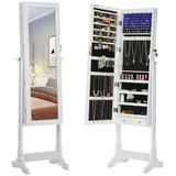 Songmics Schmuckschrank mit LED Beleuchtung, 4 Ablagen