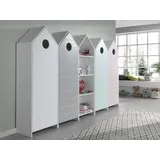 Wäscheschrank >CASAMI< in Korpus Weiß / Front Pink, Weiß, Grau, Mint aus MDF