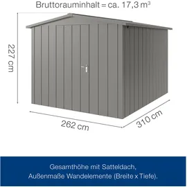 hörmann stauraumsysteme Juno Gerätehaus 2,62 x 3,10 m Graualuminium