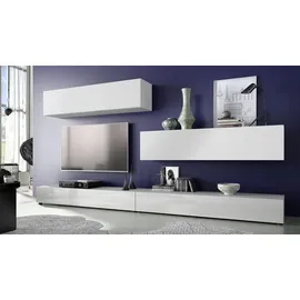 Vladon Wohnwand, Weiß, Holzwerkstoff, 279x147x39 cm, Wohnzimmer, Wohnwände, Wohnwand-Sets