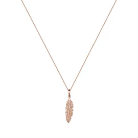 Elli Halskette mit Feder Anhänger 925 Sterling Silber Roségold