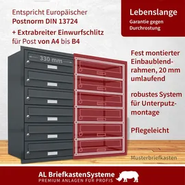 AL Briefkastensysteme 5er Premium Briefkasten Anthrazit inkl. Zeitungsfach