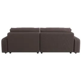 s-style möbel Leon Ecksofa mit Bettfunktion und Bettkasten Dunkelbraun Cord-Stoff