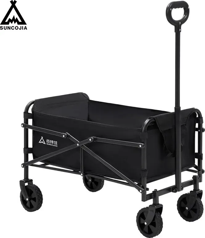 SUCOJIA Klappbarer Wagen mit Rädern. Faltbarer Wagen für Strand, Camping und Sport. Halterungen, leicht und tragbar, Schwarz/Schwarz/10,6 lbs (ca. 4,8 kg)
