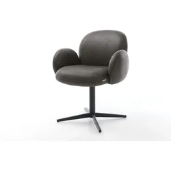 DELIFE Chaise-pivotante Nube-Flex avec accoudoirs microvelours anthracite vintage pied de chaise 4 branches noir pivotement sur 360° ressorts ensachés, Chaises de salle à manger