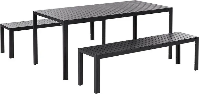 Beliani 6-Sitzer Garten-Essset aus Aluminium, Schwarz, NARDO