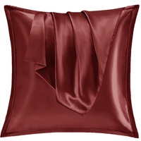 Vielit 2er Set Satin Kissenbezug 80x80 Rot, Weich wie Seidenkissenbezug 80x80,Bessere Pflege als Silk Pillosecase,Satin Kopfkissenbezug 80x80 Kissenhülle Kissenbezug für Haar und Haut