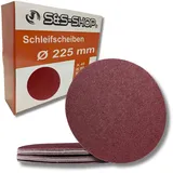 25 Klett-Schleifscheiben Ø 225 mm ohne Loch, je 5 x Korn 40/60/80/120/180, für Langhalsschleifer Deckenschleifer, Tellerschleifer Wandschleifer, Schleifpads, Schleifgiraffe