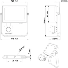 Philips Außenleuchte Glas Metall 29,9 cm IP65 13500 lm schwarz