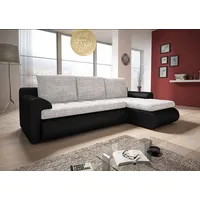 Ecksofa Santi - Polsterecke L-Form, Schlafsofa mit Bettkasten, Sofa mit Schlaffunktion, Couch (Schwarz + Silber (Madryt 1100 + Berlin 10), Ecksofa ... - Schwarz/Silber