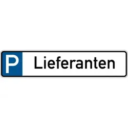 Parkplatzkennzeichen, P-Lieferanten, 113x523mm, Alu geprägt - 523x113x0.45 mm Aluminium geprägt
