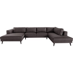 Wohnlandschaft INOSIGN "Junis" Sofas Gr. B/H/T: 354 cm x 85 cm x 201 cm, Velours, Recamiere links, grau (taupe) Wohnlandschaft Wohnlandschaften Sofas in moderner Optik