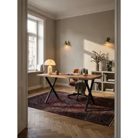KADIMA DESIGN Computertisch Akazie Standard 140x80 Massivholz Goldbraun-Schwarz Baumkante X-Beine Home Office Kreta Kollektion Kadima Design