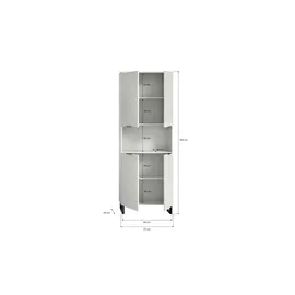 xonox.home Riff Hochschrank 70 x 193 cm Weiß/Schwarz Metall