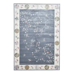 Teppich »Cherina GF-130«, rechteckig, 8 mm Höhe, zartes Blüten Design, mit Bordüre, leichter Glanz, 100 % Viskose, 34807525-0 grau 8 mm