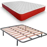 DUÉRMETE ONLINE Komplettes Bett mit viskoelastischer Matratze Lite, wendbar, Dicke 20 cm + Lattenrost mit Beinen, 90 x 190 cm