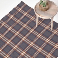 Homescapes Teppich Hamilton mit traditionellem Tartan-Muster aus Schottland, 100% Baumwolle, handgewebter Baumwollteppich 150 x 240 cm, dunkelgrau-braun Schottenkaro