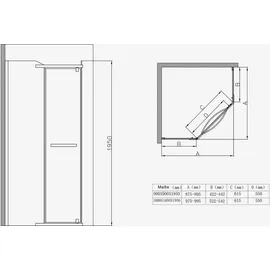 mai & mai Ravenna08 Fünfeck-Duschkabine mit Drehtür rechts 80 x 195 cm ESG-Sicherheitsglas