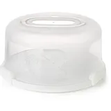 Spesh Runde Kuchenträger mit Tragegriff 10 Zoll Wiederverwendbar Kuchenbehälter Tortenbutler mit Schneiderillen PP-Kunststoff Kuchencontainer Ø 30x15 cm (Weiß)