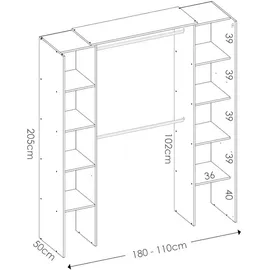 vente-unique Kleiderschrank Kleiderschranksystem - B. 110/180 cm - Weiß & Grau - DORIAN